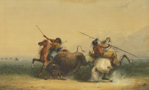 Two Indians Killing a Buffalo